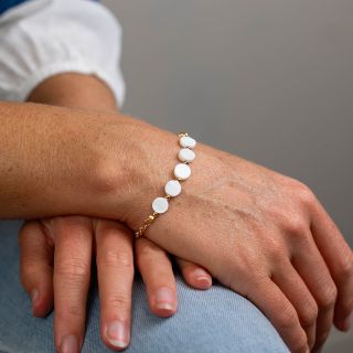 Golden Chain and Pearl Discs Bracelet by Peace of Mind